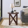 LIVAREEmlen Modern Simple Glass Coffee Table, Tempered Glass Coffee Table Solid Wood Base Round Transparent Glass Top(¨Brown) - 3 of 4