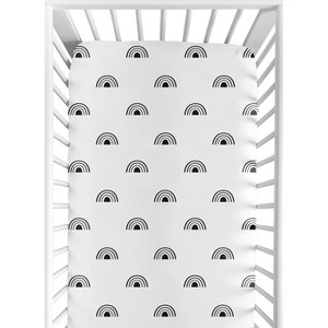 Sweet Jojo Designs Gender Neutral Baby Fitted Crib Sheet Boho Rainbow White and Black - 1 of 4