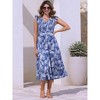 INSPIRE CHIC Women's Summer Printed V Neck Elastic Waist Ruffle Cap Sleeveless A-Line Beach Midi Dress - 4 of 4