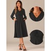 Allegra K Women's V Neck Twist Front Puff Sleeve A-Line Party Wedding Guest Midi Dress - 2 of 4