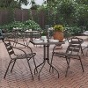 Flash Furniture Lila 23.5'' Square Glass Metal Table with 2 Metal Aluminum Slat Stack Chairs - image 2 of 4