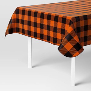 84"x60" Peva Gingham Tablecloth Orange/Black - Hyde and EEK! Boutique™ - 1 of 3