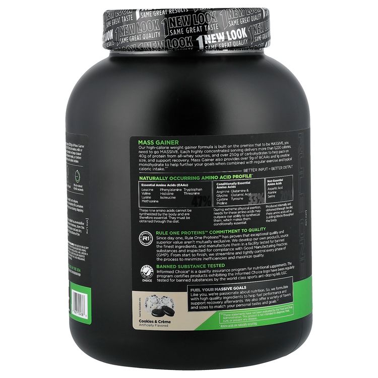 Rule One Proteins Mass Gainer, Cookies & Creme, 5.64 lb (2.56 kg), 3 of 4