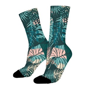 Abstract Tropical Pattern Women Printed Crew Socks Funny Funky Socks Soft Polyester Novelty Gifts for Artists Men - 1 of 1