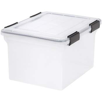 IRIS USA 32qt Letter and Legal Size WEATHERPRO Airtight Plastic Storage Bin with Lid and Seal and 4Secure Latching Buckles