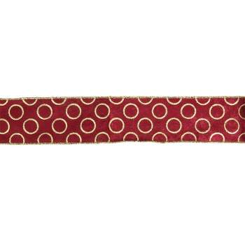 Northlight Red and Gold Circle Wired Christmas Craft Ribbon 2.5" x 16 Yards