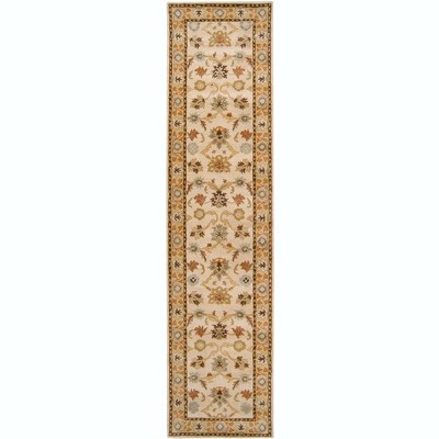 Mark & Day Didsbury 3'x12' Runner Tufted Indoor Area Rugs Khaki: Stain-Resistant Wool, Floral Botanical, Handmade Traditional