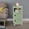 YIYIBYUS Round Nightstand, Modern Style Side Table with Wheels, Storage Cabinet - 2 of 4