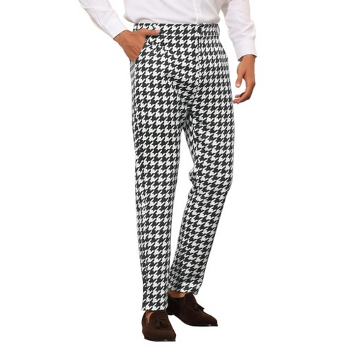 Lars Amadeus Men's Big And Tall Regular Fit Houndstooth Plaid Trousers :  Target