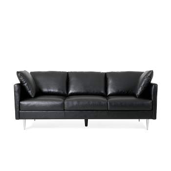 Brockbank Modern Faux Leather 3 Seater Sofa with Pillows - Christopher Knight Home