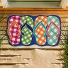 Evergreen Plaid Flip Flops Shaped Indoor Outdoor Natural Coir Doormat 1'6"x2'6" Multicolored - 3 of 4