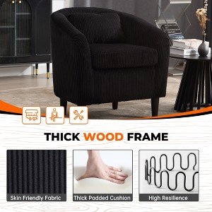 HOMEFUN Modern Corduroy Upholstered Accent Chair with Wooden Legs - 1 of 4