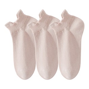 Anna-Kaci 3-Pack Women's Low Cut Ankle Socks with Heel Tab Design Antibacterial Cotton - 1 of 3