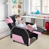 Costway Kids Youth Gaming Sofa Recliner w/Headrest & Footrest PU Leather Yellow\White\Blue\Pink - 3 of 4