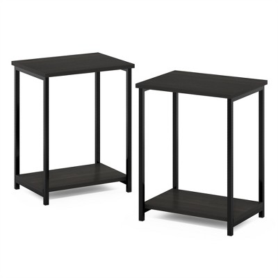 Furinno Simplistic Industrial Metal Frame End Table, 2-Pack, Espresso
