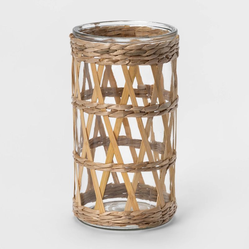 9&#34; Bamboo and Straw Outdoor Lantern with Glass - Opalhouse&#8482;, 1 of 5