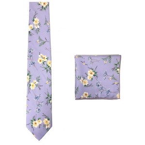 Men's Floral Cotton 3.35 Inch Wide And 58 Inch Long Neckties And Hankies - 1 of 3