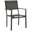 vidaXL Patio Dining Set Outdoor Table and Chair Black Steel and Textilene - 63" Table Length 4 Items - 3 of 4