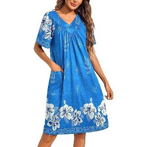 cotton moo moo dresses Geerta Mumu Dress Long Muumuu Hawaiian Long Petite Muumuu Nightgowns Muu Muu Dress Flower Dresses at Amazon Women's Clothing store stroke care Old Lady Cotton Moo Moo