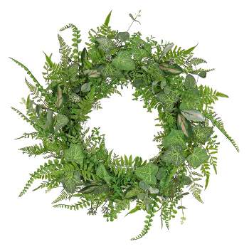 26" Artificial Mixed Leaf Greenery Woven Branch Base Wreath - National Tree Company