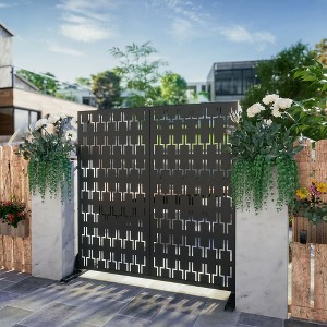 PexFix 72 in. x 47 in. Outdoor Privacy Rectangle Screen Galvanized Steel Panel Divider in Black - 1 of 4