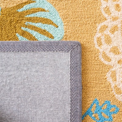 Elegant Green Floral Rectangular Easy-Care Synthetic Rug