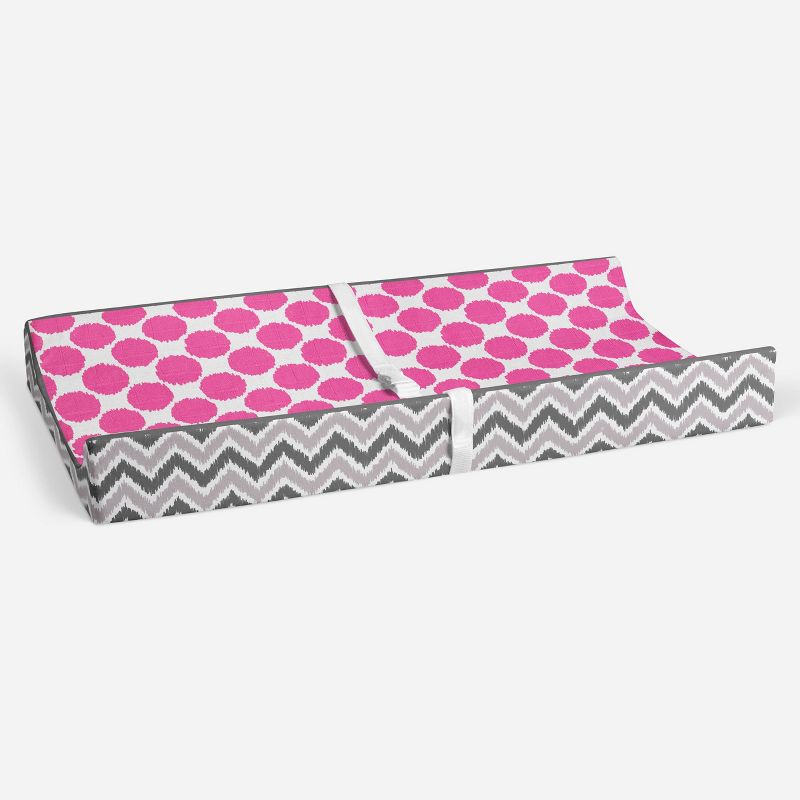 Bacati - Gray Zigzag Pink Dots Muslin Changing Pad Cover...., 4 of 10