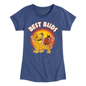Girls' - Disney - Simba, Pumbaa, & Timon Best Buds Fitted Short Sleeve Graphic T-Shirt - 1 of 4