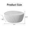 Modern Goose Egg Coffee Table with Marble Top and PU Leather Base, Stylish Sofa Table for Living Room, Office, or Apartment – The Pop Home - 3 of 4