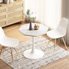 NicBex Contemporary Octagonal Dining Table with Printed White Marble Table Top Metal Base White - 3 of 4