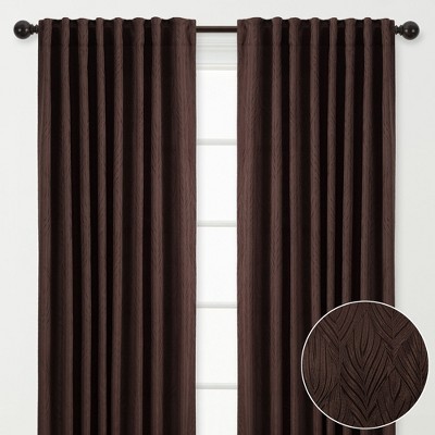 Brown Polyester Blackout Tab Top Window Curtain Panels, 52 x 63 Inches
