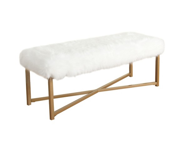 Faux Fur White Rectangle Bench Homepop Buy Online In Malta At Desertcart - click here for cheap clothing at bench roblox