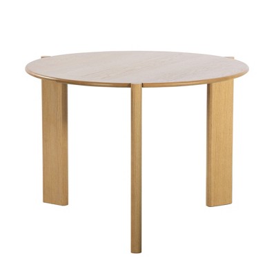 Lirago 42" Bordered style Modern Round Wood natural Dining Table Solid Wood Legs Base for Home