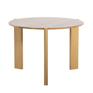 Lirago 42" Bordered style Modern Round Wood natural Dining Table Solid Wood Legs Base for Home - 1 of 4