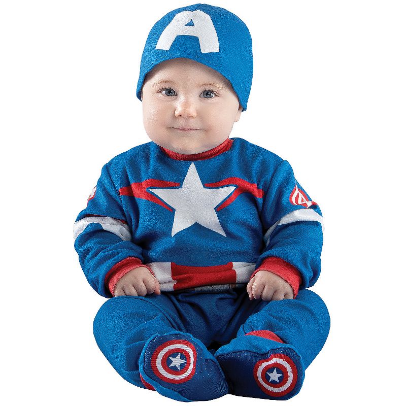 Jazwares Infant Boys' Captain America Costume - Size 0-6 Months - Blue, 1 of 2