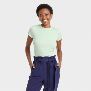 Women's Short Sleeve Ribbed T-Shirt - A New Day™ - 1 of 4