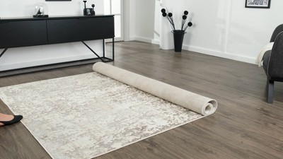Gold and White Modern Abstract 5' x 7' Area Rug