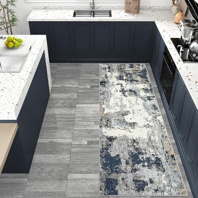 Washable Non-Slip Rug, Modern Abstract Low Pile Indoor Carpet, Soft Machine Washable Area Mat for Living Room, Bedroom, Entryway