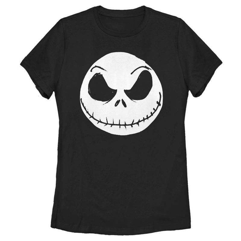 Women's The Nightmare Before Christmas Halloween Jack Skellington Big Face T-Shirt, 1 of 7