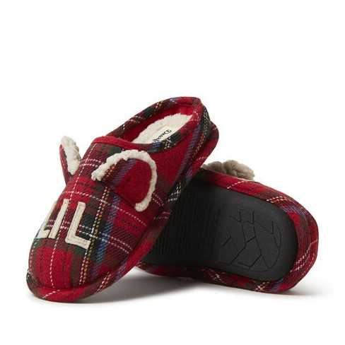 Dearfoams Men's Buffalo Check Papa Bear Family Clog Slip On Slippers 