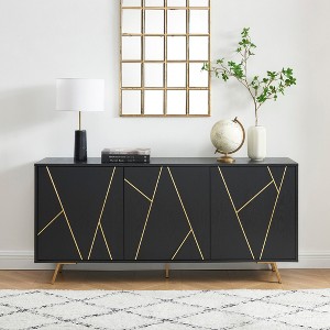 Modern TV Stand with Metal Accents, 3 Cabinets & Cable Management, Fits TVs up to 70 in., 63 in. Wide - 1 of 4