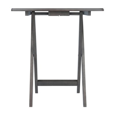 Oyster Gray 5-Piece Transitional Snack Table Set with Storage Stand