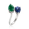 Ross-Simons 0.90 Carat Sapphire and .70 Carat Emerald Toi Et Moi Ring in Sterling Silver - 3 of 4