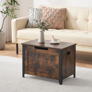 Storage Bench, Retro Wooden Storage Chest with Safety Hinges, Easy Assembly - 1 of 4