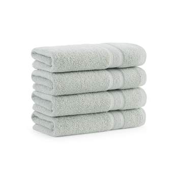 Aston & Arden Aegean Eco-Friendly Hand Towels (4 Pack), 18x30 Recycled Cotton Bathroom Towels, Solid Color