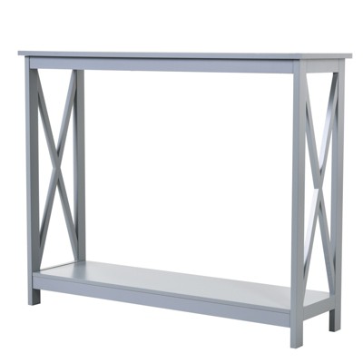 Grungis Narrow Console Table with Storage Slatted Shelf,Farmhouse Rustic Entryway Table with Anti-Tipper,Console Table for Living Room