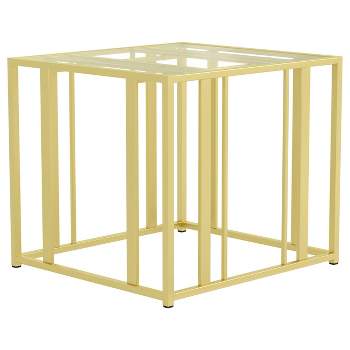 Adri Square End Table with Glass Top Matte Brass - Coaster