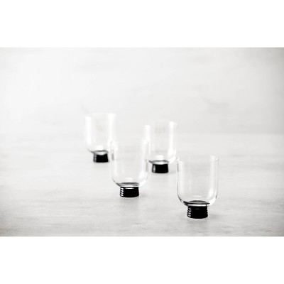 Trevi 17.6oz Clear Glassware Set with Black Base, Set of 4
