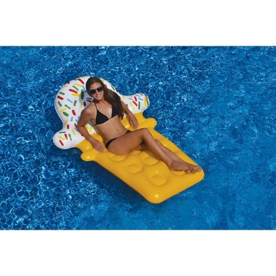 Swimline 74" Novelty Ice Cream Cone Inflatable Swimming Pool Floating Lounge Raft - Yellow/White