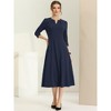 INSPIRE CHIC Women's Elegant Split Neck Side Zipper Pockets 3/4 Sleeve Work A-Line Dress - 3 of 4